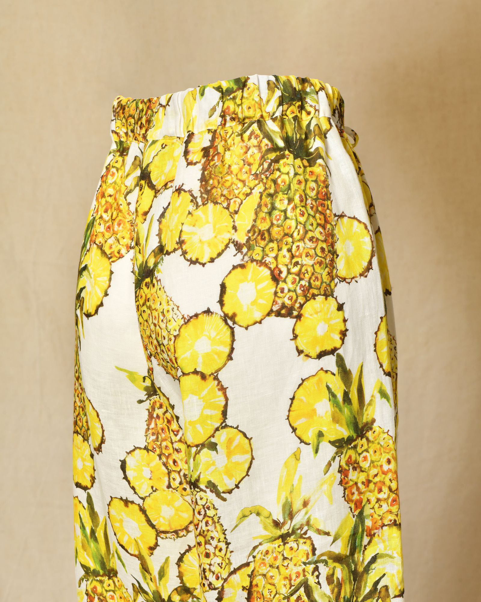 Pantalon en lin fluide imprimé ananas Lady Cotton