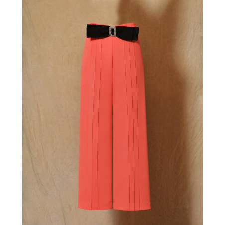 Pantalon corail avec noeud à strass Edward Achour