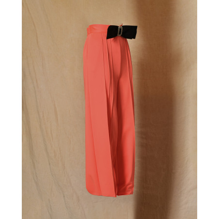 Pantalon corail avec noeud à strass Edward Achour