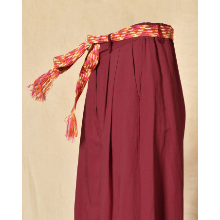 Pantalon palazzo bordeaux à ceinture tressée Front Street