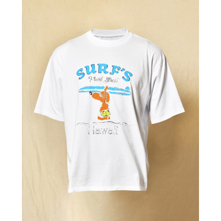 T-shirt blanc à flocage surf Front Street