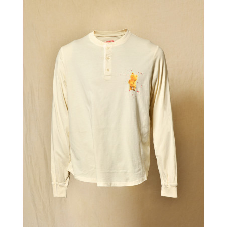 T-shirt écru col tunisien ourson Front Street