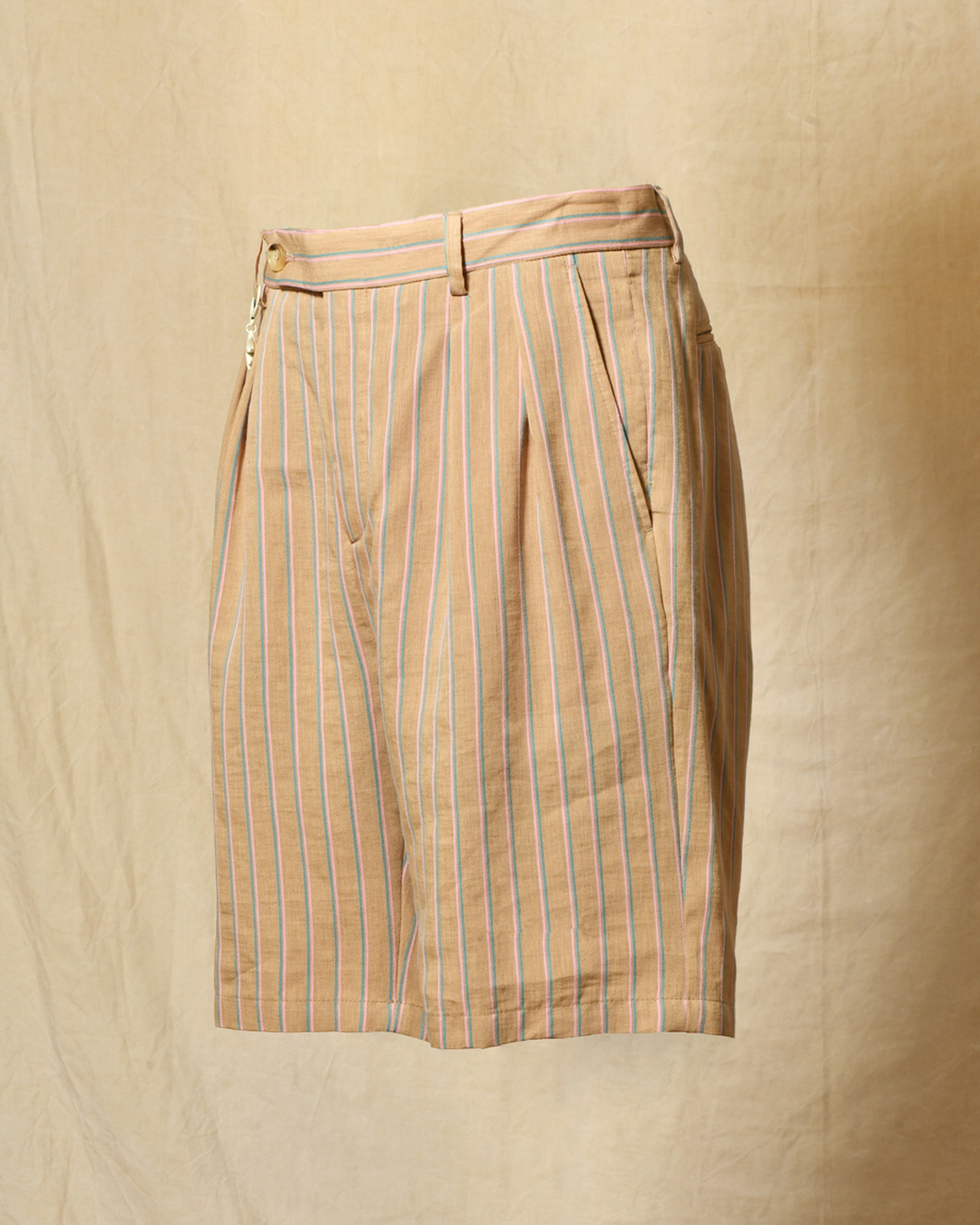 Short en lin beige à rayures Manuel Ritz