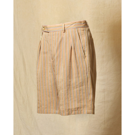 Short en lin beige à rayures Manuel Ritz