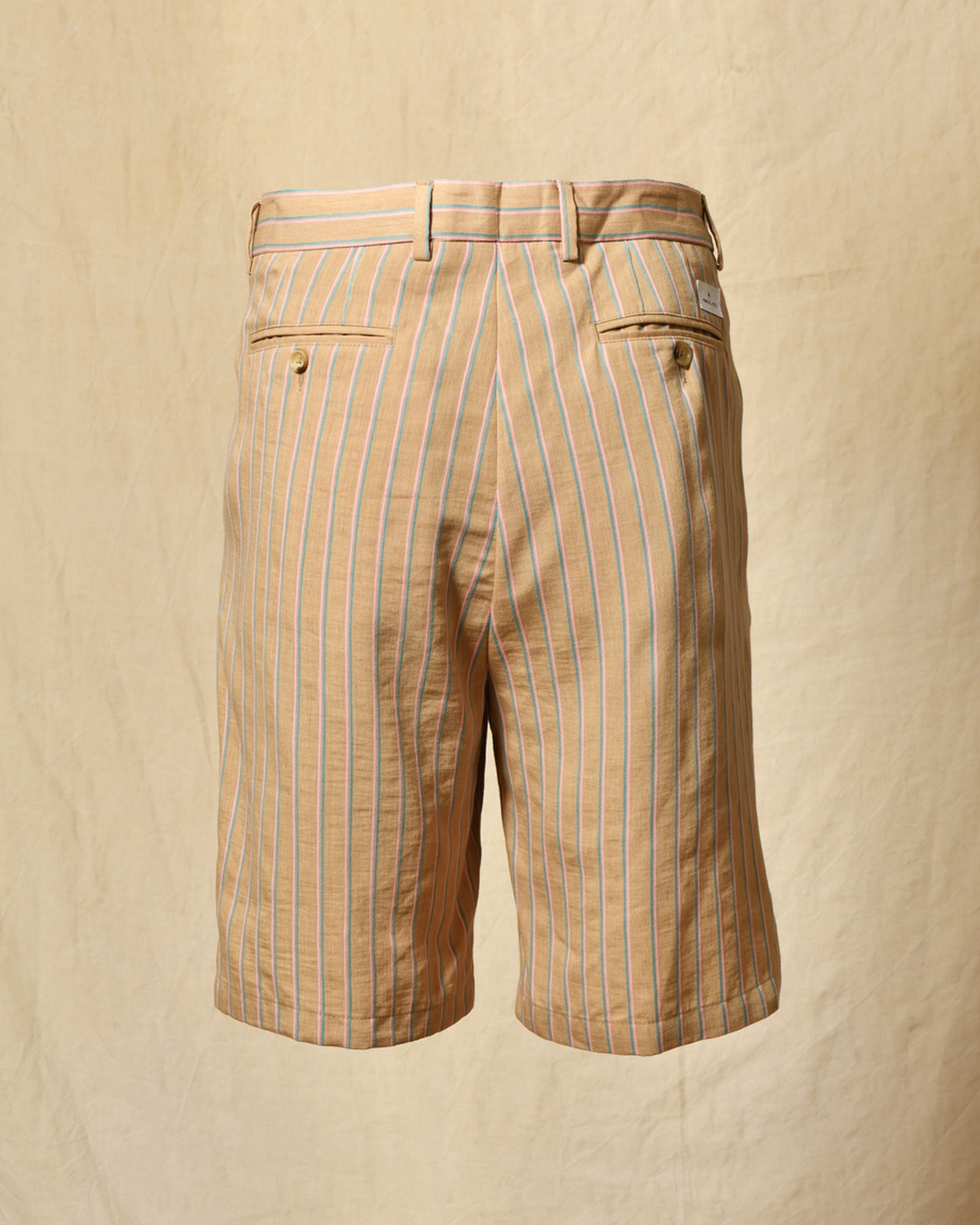 Short en lin beige à rayures Manuel Ritz