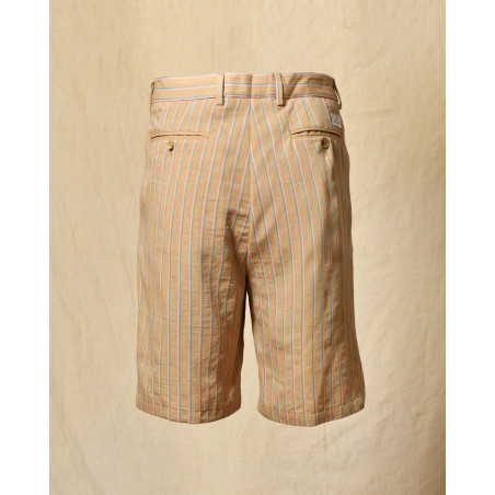 Short en lin beige à rayures Manuel Ritz