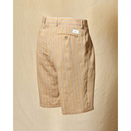 Short en lin beige à rayures Manuel Ritz