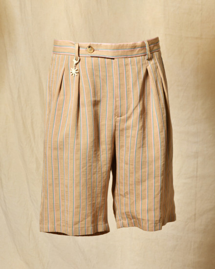 Short en lin beige à rayures Manuel Ritz
