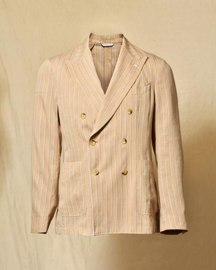 Veste blazer lin beige à rayures Manuel Ritz