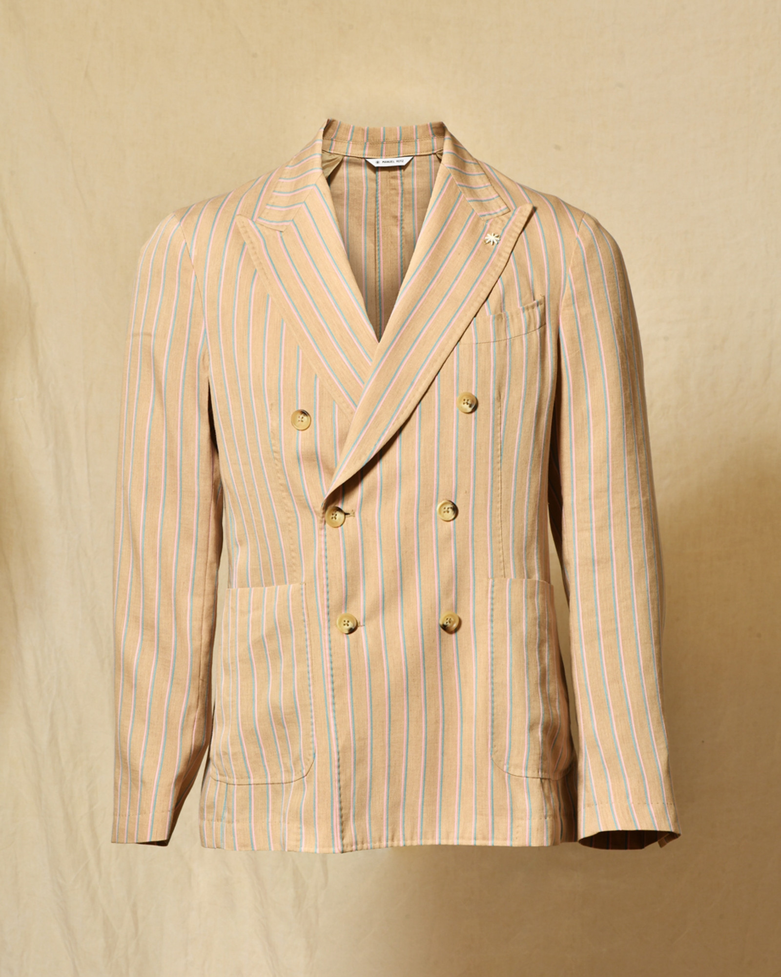 Veste blazer lin beige à rayures Manuel Ritz