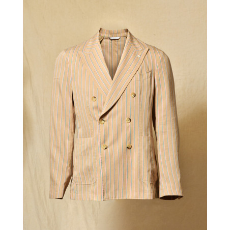 Veste blazer lin beige à rayures Manuel Ritz