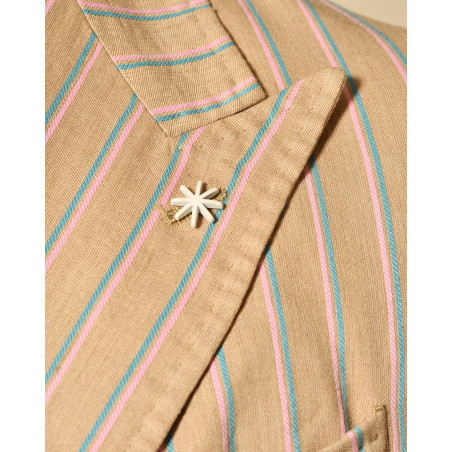 Veste blazer lin beige à rayures Manuel Ritz