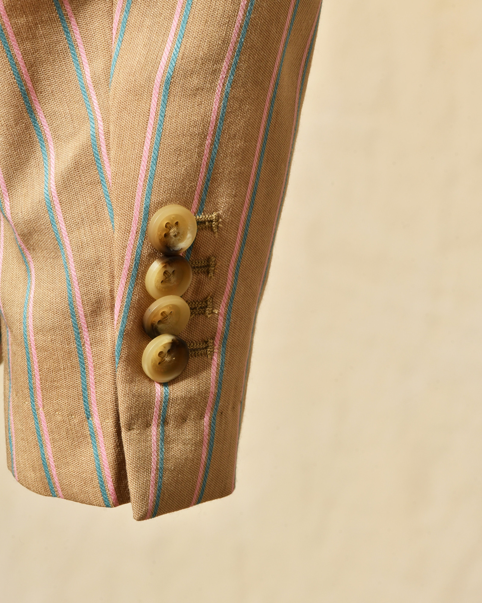 Veste blazer lin beige à rayures Manuel Ritz