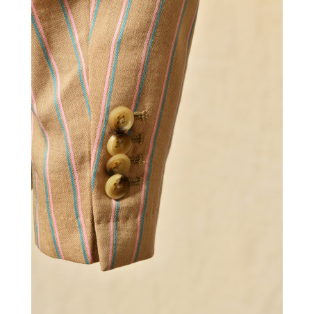 Veste blazer lin beige à rayures Manuel Ritz