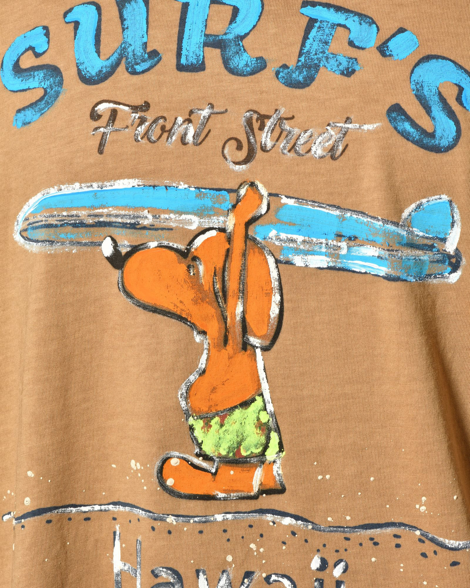 T-shirt camel à flocage surf Front Street