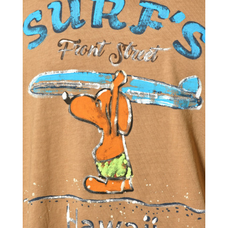 T-shirt camel à flocage surf Front Street
