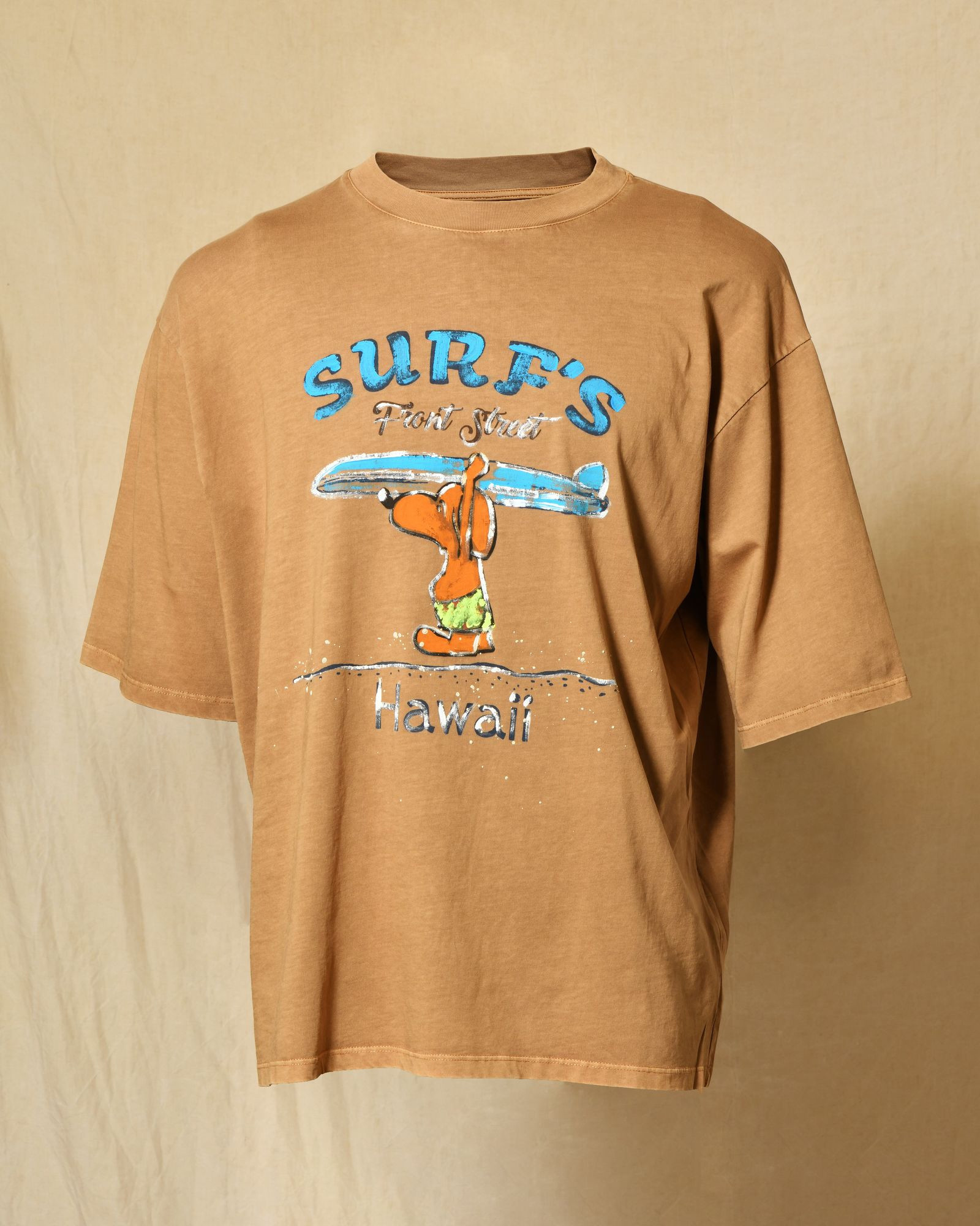 T-shirt camel à flocage surf Front Street