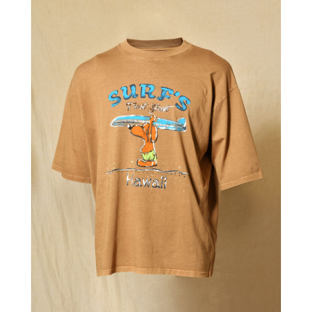 T-shirt camel à flocage surf Front Street