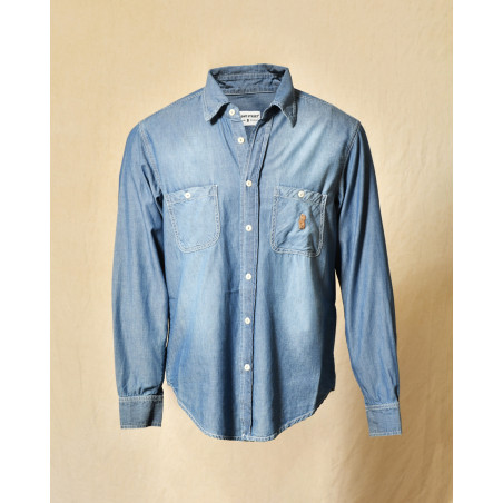 Chemise en denim bleu à broderie ourson Front Street