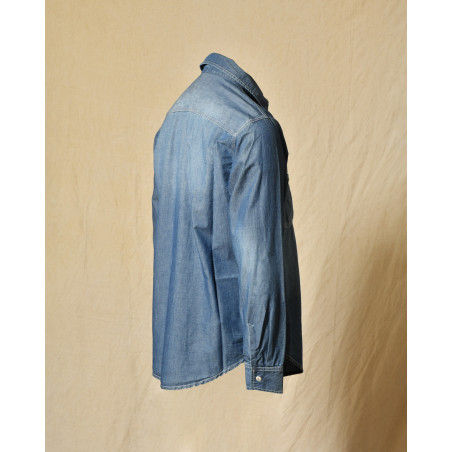 Chemise en denim bleu à broderie ourson Front Street