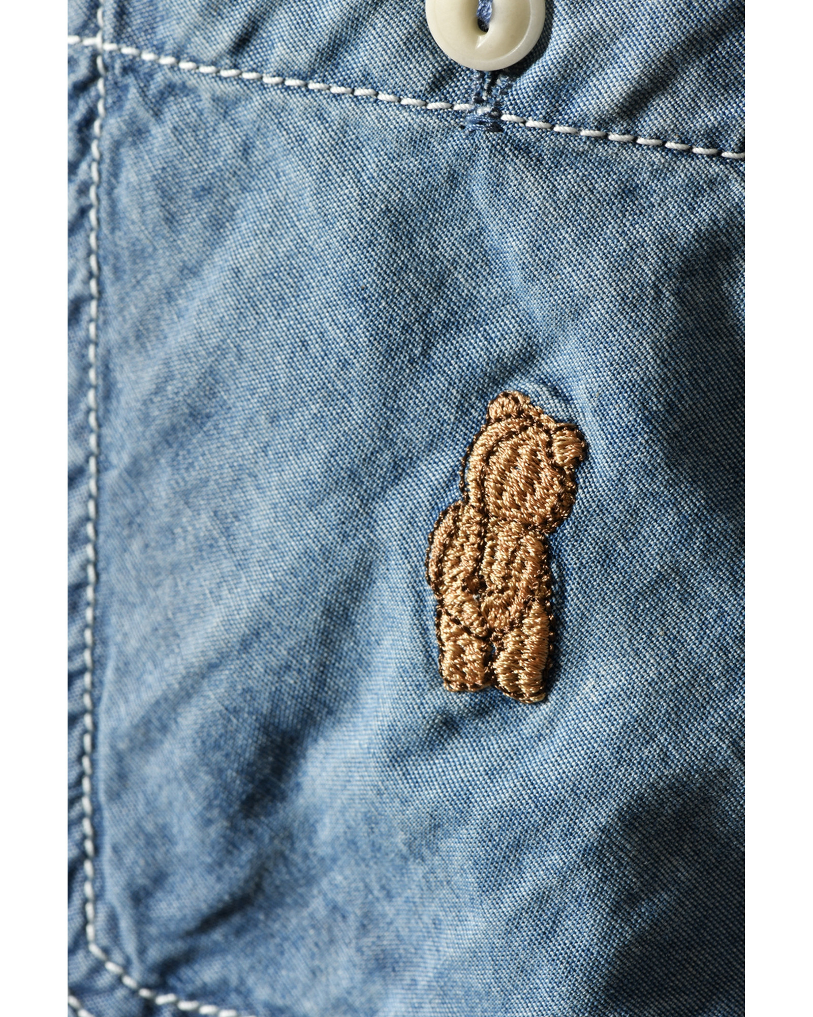 Chemise en denim bleu à broderie ourson Front Street
