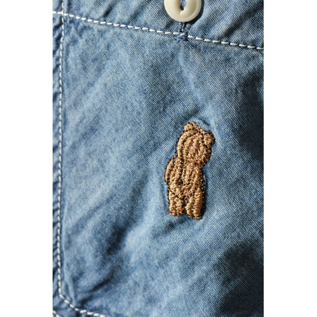 Chemise en denim bleu à broderie ourson Front Street