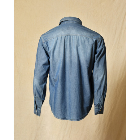 Chemise en denim bleu à broderie ourson Front Street