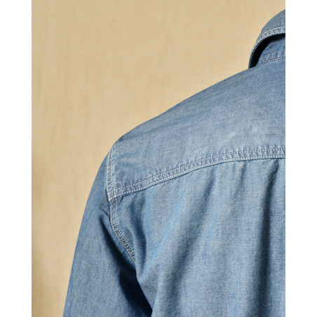 Chemise en denim bleu à broderie ourson Front Street
