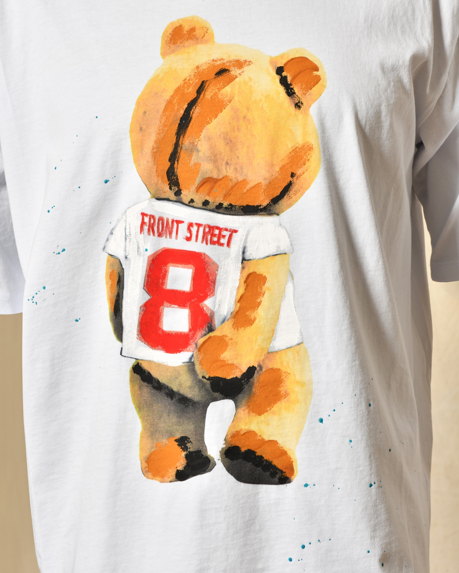T-shirt blanc à flocage ourson Front Street