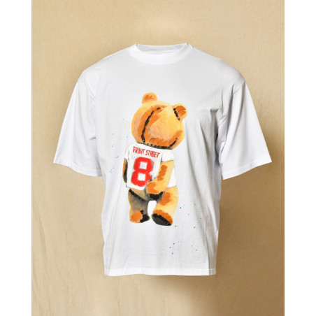 T-shirt blanc à flocage ourson Front Street