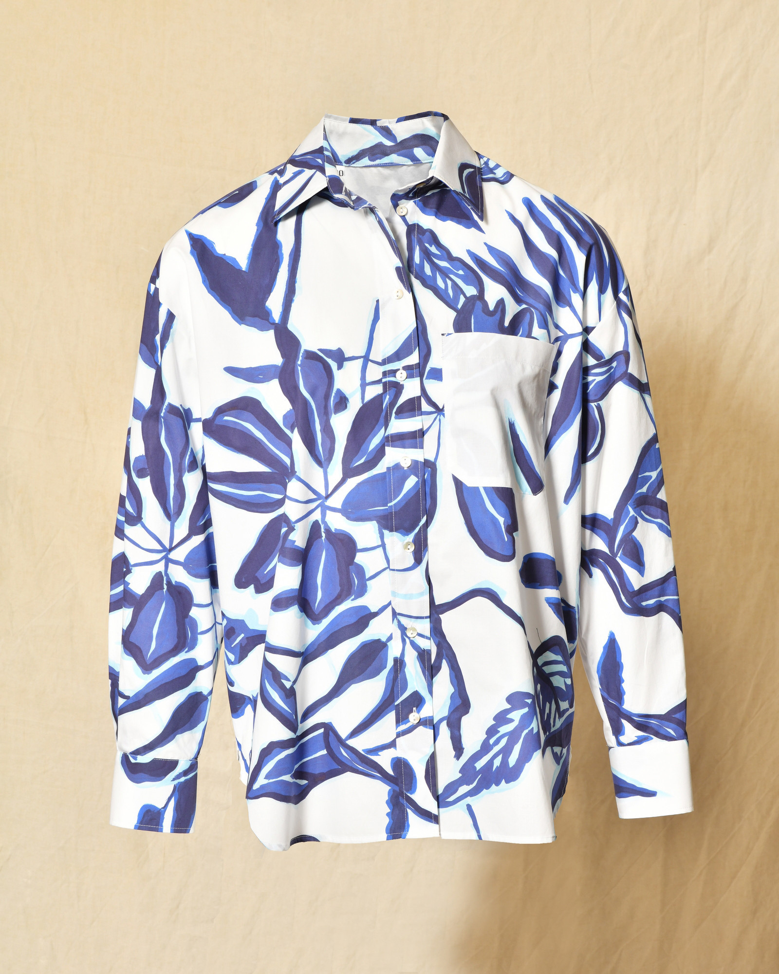Chemise blanche à imprimé bleu Lady Cotton