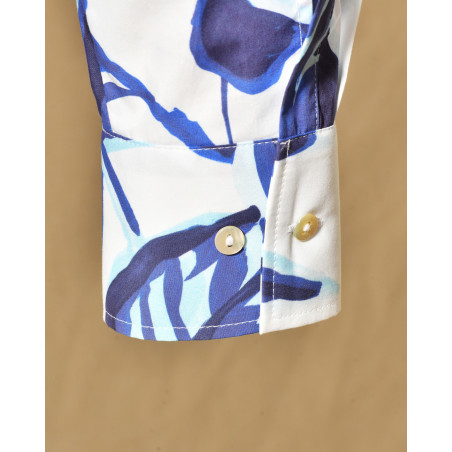 Chemise blanche à imprimé bleu Lady Cotton