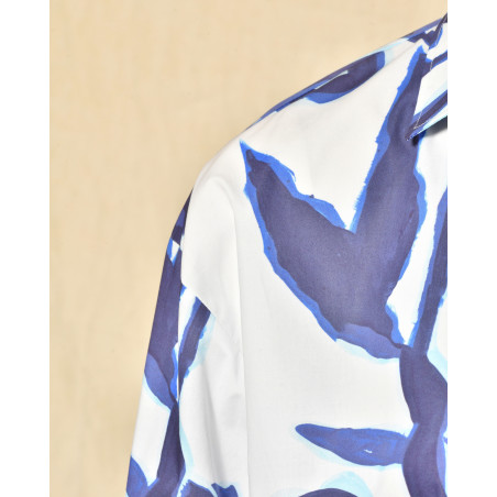 Chemise blanche à imprimé bleu Lady Cotton