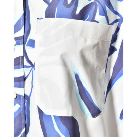 Chemise blanche à imprimé bleu Lady Cotton