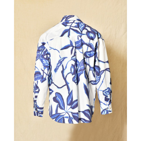 Chemise blanche à imprimé bleu Lady Cotton