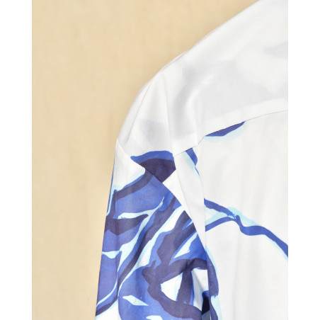 Chemise blanche à imprimé bleu Lady Cotton