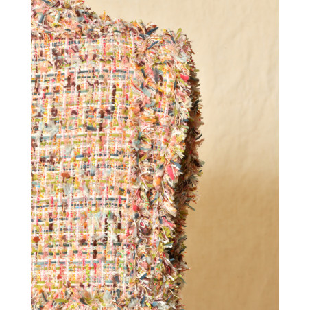 Manteau sans manches beige en tweed multicolore Edward Achour