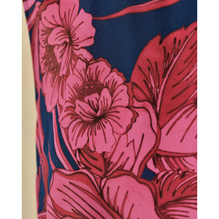Top en soie sans manches violet à imprimé floral Lady Cotton