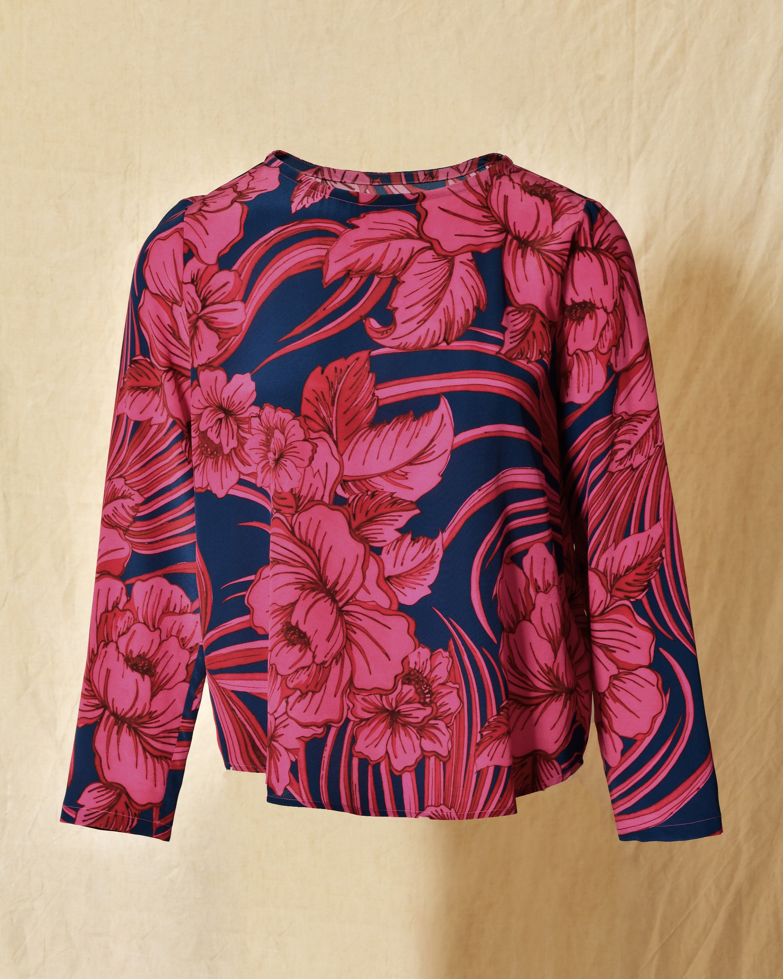 Top en soie violet à imprimé floral Lady Cotton