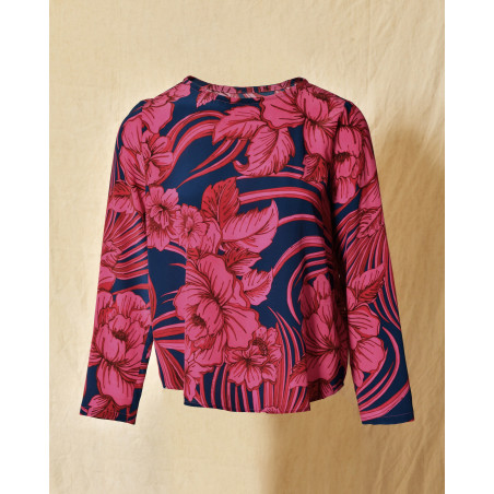 Top en soie violet à imprimé floral Lady Cotton