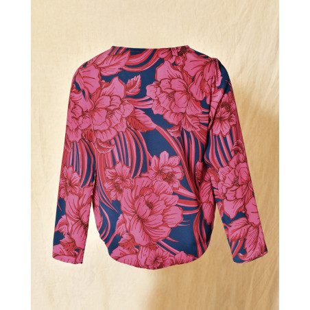 Top en soie violet à imprimé floral Lady Cotton