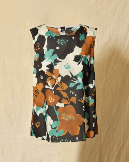 Top sans manches à imprimé florale