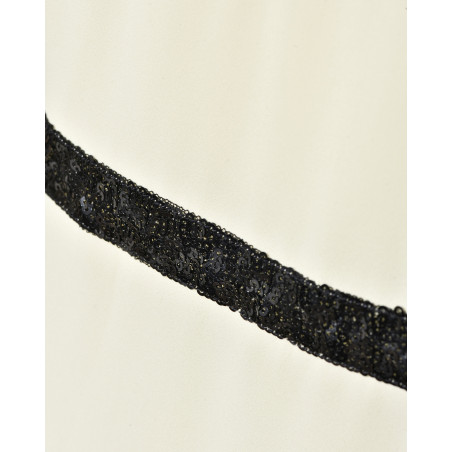 Robe en mousseline blanche à galon sequins noirs Edward Achour