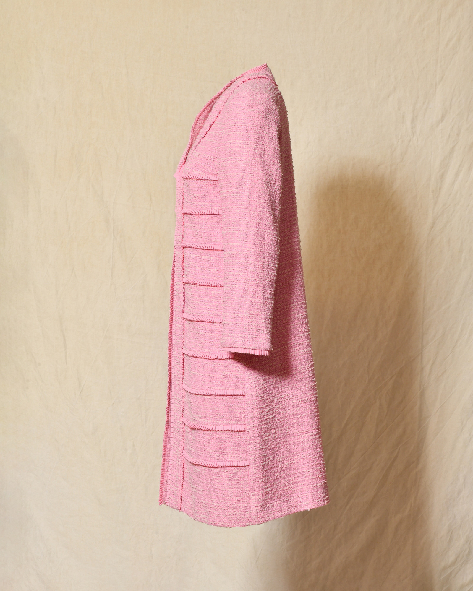 Manteau rose en tweed texturé Edward Achour