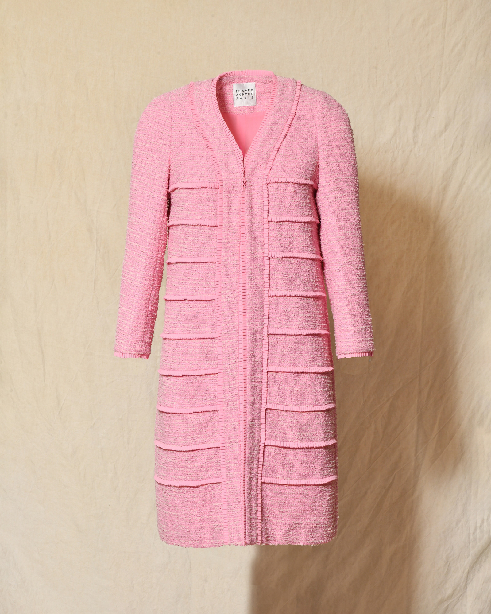 Manteau rose en tweed texturé Edward Achour
