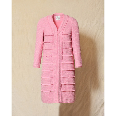 Manteau rose en tweed texturé Edward Achour