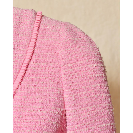 Manteau rose en tweed texturé Edward Achour