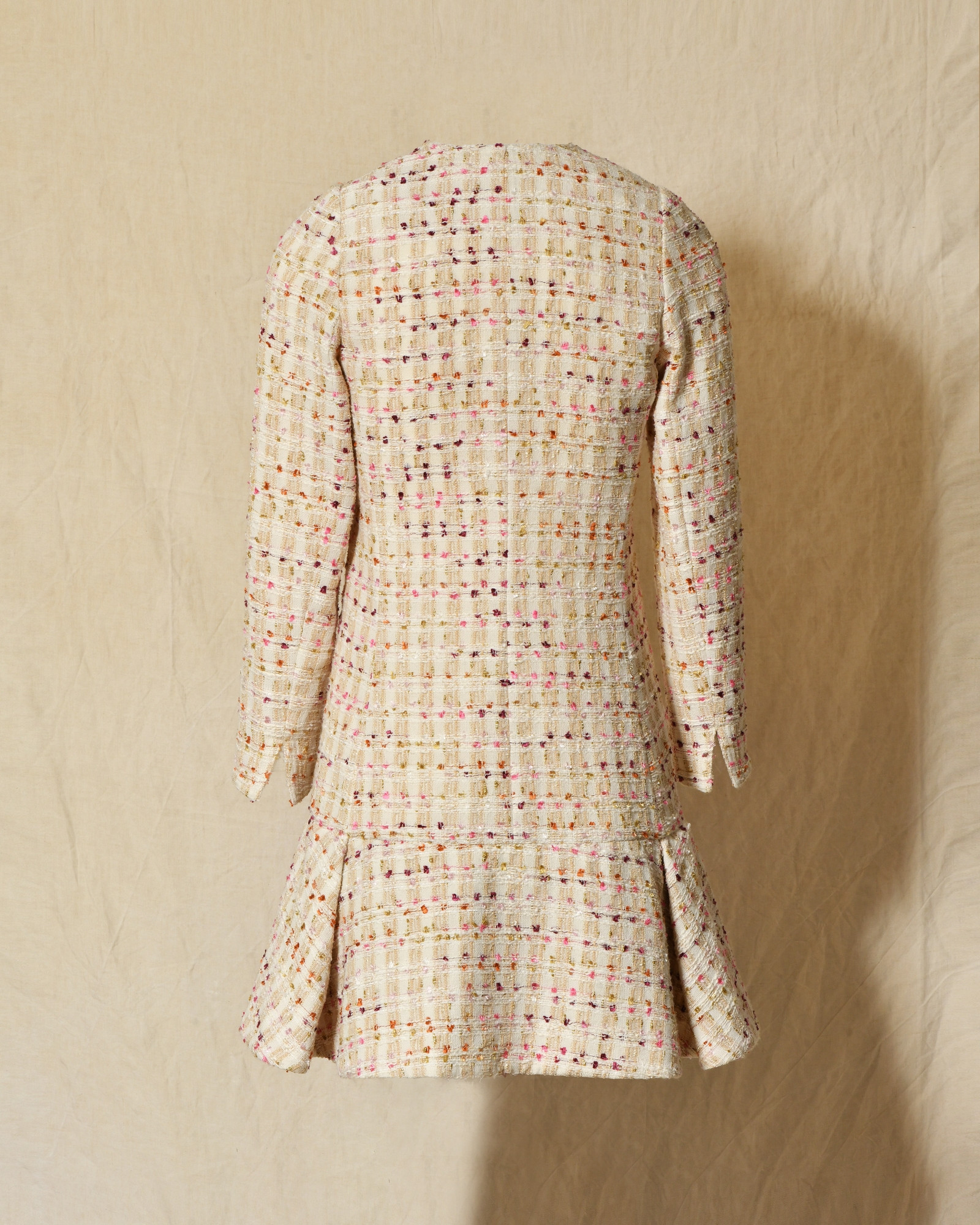 Manteau en tweed écru chiné multicolore Edward Achour
