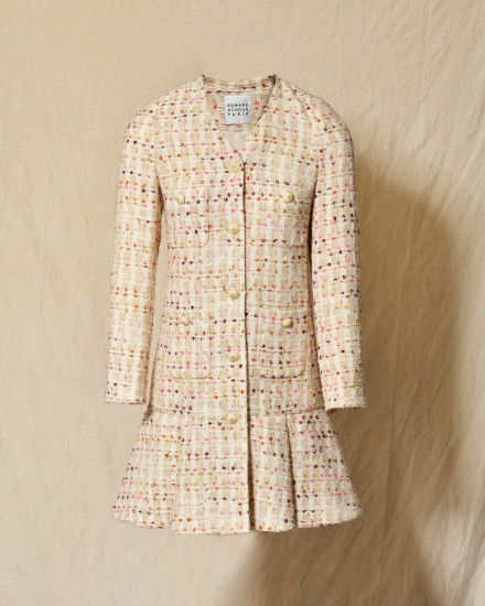 Manteau en tweed écru chiné multicolore Edward Achour