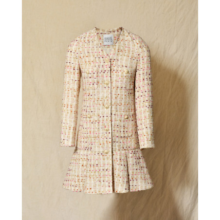 Manteau en tweed écru chiné multicolore Edward Achour